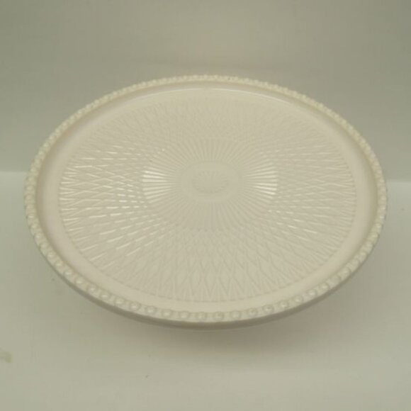 Jeannette Glass Vintage SHELL PINK HARP 10 In Footed Cake Stand Cake Plate - HTF - Picture 4 of 6